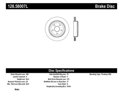 StopTech Drilled Sport Brake Rotor 11-17 Jeep Grand Cherokee (Excludes SRT8)