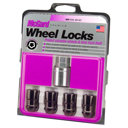 McGard Wheel Lock Nut Set - 4pk. (Cone Seat) M12X1.5 / 19mm & 21mm Dual Hex / 1.46in. Length - Black