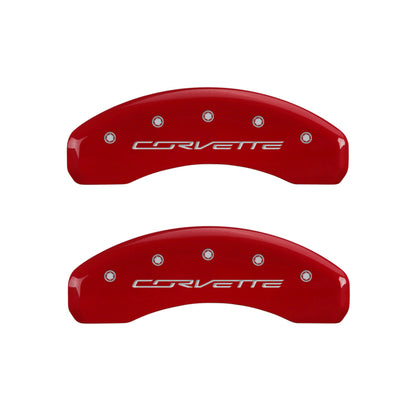 MGP 4 Caliper Covers Engraved Front & Rear C7/Corvette Red finish silver ch