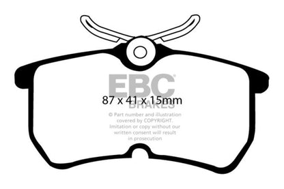 EBC 13+ Ford Fiesta 1.6 Turbo ST Yellowstuff Rear Brake Pads