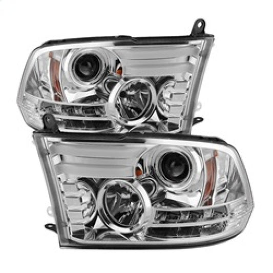 Spyder Dodge Ram 13-15 Projector Headlights Light Bar DRL Chrome PRO-YD-DR13-LBDRL-C