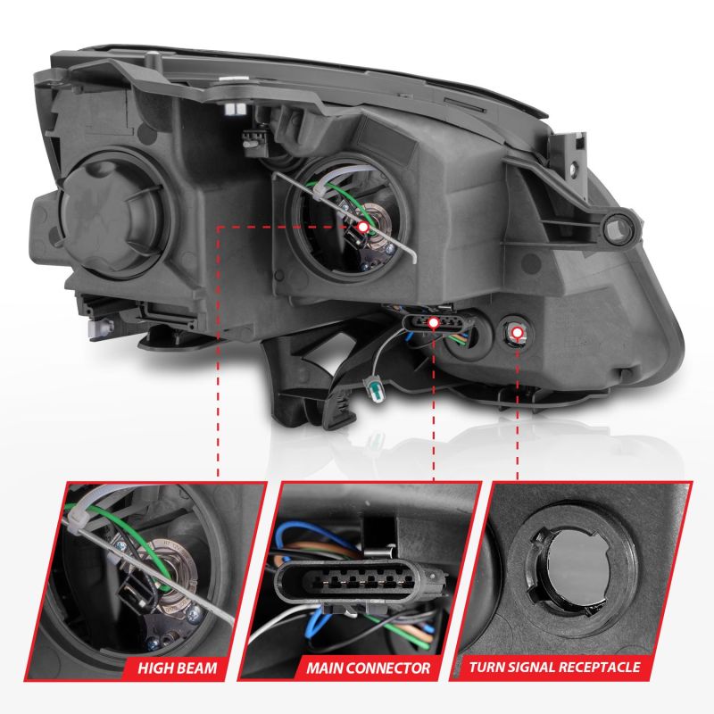 ANZO 2007-2012 GMC Acadia Projector Headlights Balck Housing