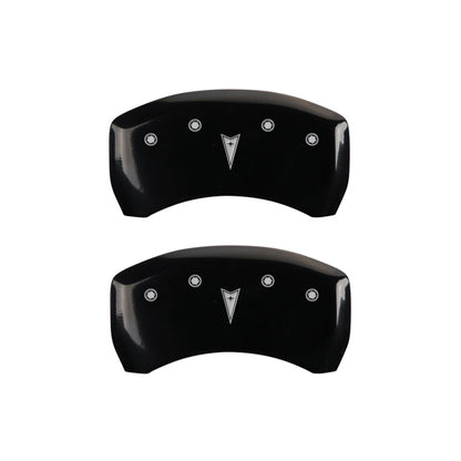 MGP 4 Caliper Covers Engraved Front Pontiac Engraved Rear Arrow Black finish silver ch