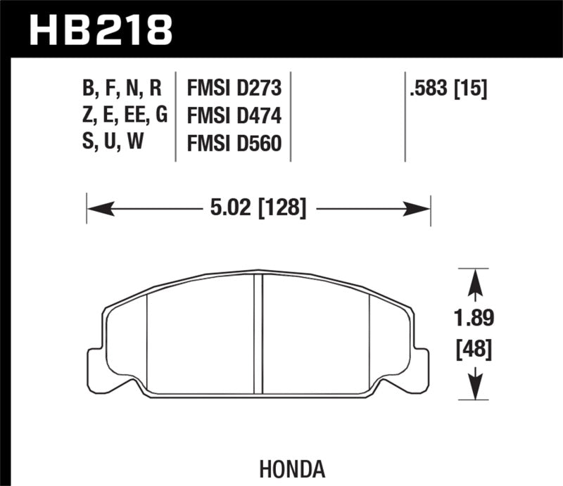 Hawk 84-85 Honda Accord / 88-00 Civic / 88-91 CRX 15mm DTC-30 Front Race Brake Pads