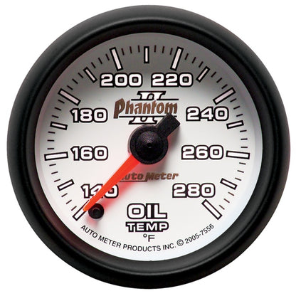 Autometer Phantom II 52mm Full Sweep Electronic 140-280 Deg F Oil Temperature Gauge