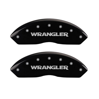 MGP Front set 2 Caliper Covers Engraved Front WRANGLER Black finish silver ch