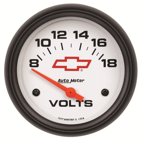 AutoMeter Gauge Voltmeter 2-5/8in. 18V Electric Chevy Red Bowtie White