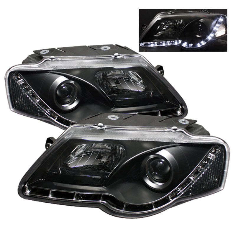 Spyder Volkswagen Passat 06-08 Projector Headlights DRL Black High H1 Low H1 PRO-YD-VP06-DRL-BK