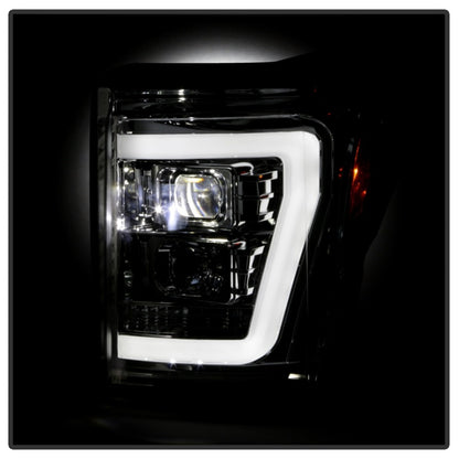 Spyder Ford F250/350/450 11-16 V2 High-Power LED Headlights-White Light Bar-Chrome PRO-YD-FS11V2PL-C