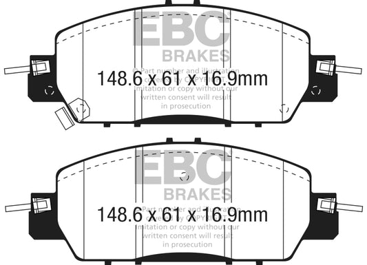 EBC 2016+ Honda Accord LX Sedan 2.4L Ultimax2 Front Brake Pads