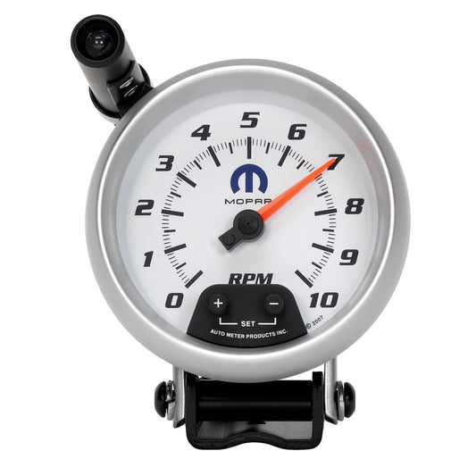 AutoMeter Gauge Tachometer 3-3/4in. 10K RPM Pedestal W/ Ext. Quick-Lite White Mopar