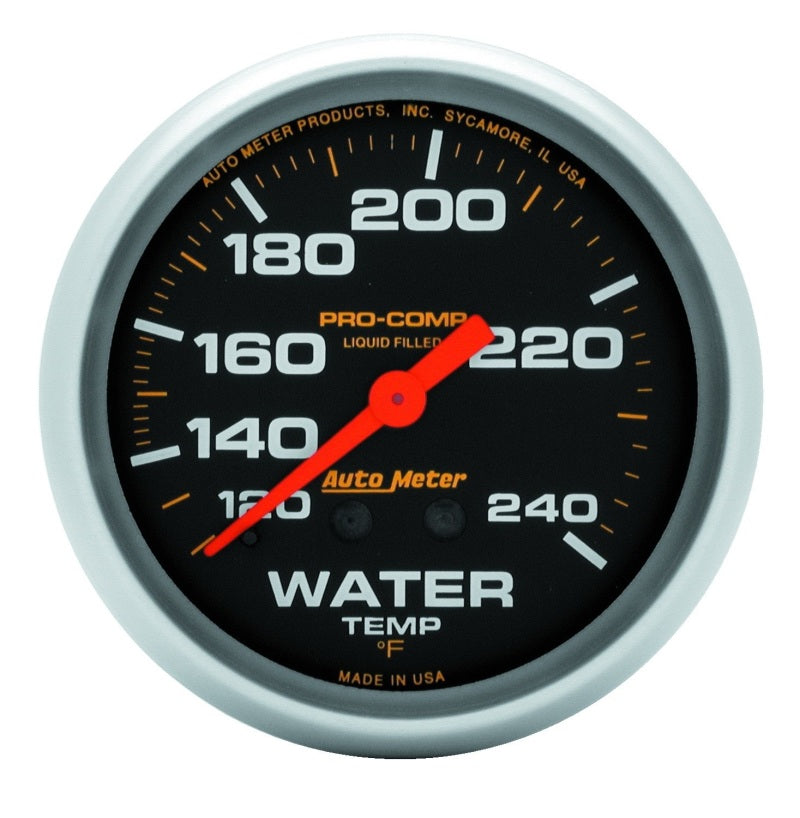 Autometer Liquid Filled Mechanical 66.7mm 120-240 deg F Water Termperature Gauge w/ 12in Tubing