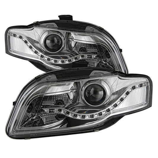 xTune Audi A4 06-08 Projector Headlights - Halogen Model Only - DRL LED - Chrome PRO-JH-AA406-DRL-C