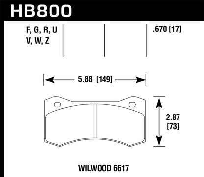 Hawk Wilwood 17mm 6617 Claliper Brake Pad Set