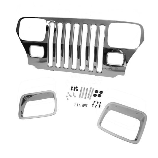 Omix Chrome Grille Overlay 87-95 Jeep Wrangler YJ
