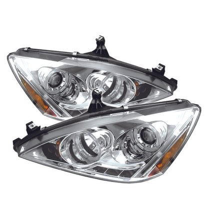 Spyder Honda Accord 03-07 Projector Headlights LED Halo Amber Reflctr LED Chrm PRO-YD-HA03-AM-C