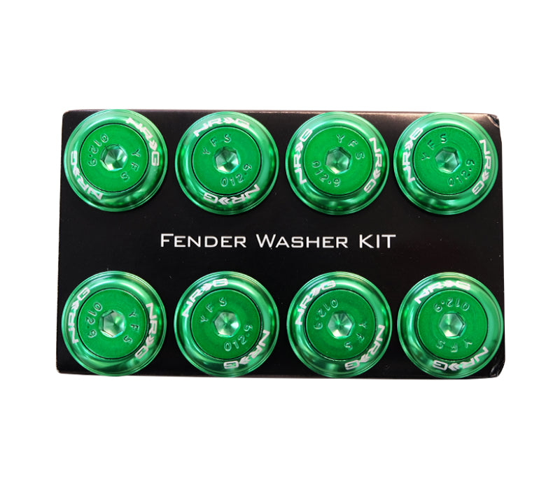 NRG Fender Washer Kit w/Color Matched M8 Bolt Rivets For Plastic (Green) - Set of 8