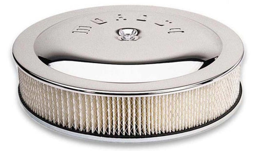 Moroso Racing Air Cleaner - 14in x 3in Filter - Flat Bottom - Steel - Chrome Plated - 4500