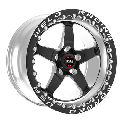 Weld S71 15x11.33 / 5x4.5 BP / 8.5in. BS Black Wheel (Low Pad) - Black Single Beadlock MT