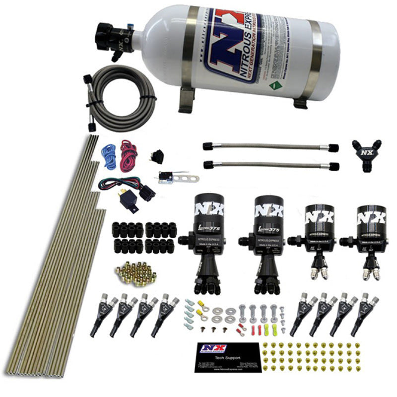 Nitrous Express 8 Cyl Shark Direct Port 4 Solenoids Nitrous Kit (200-600HP) w/10lb Bottle