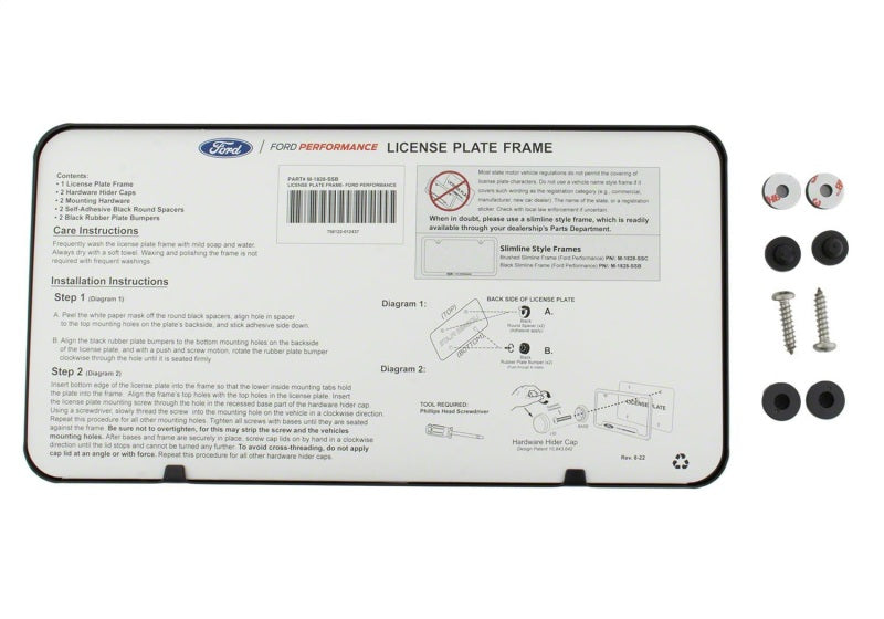 Ford Racing Ford Performance Slim License Plate Frame - Black Stainless Steel