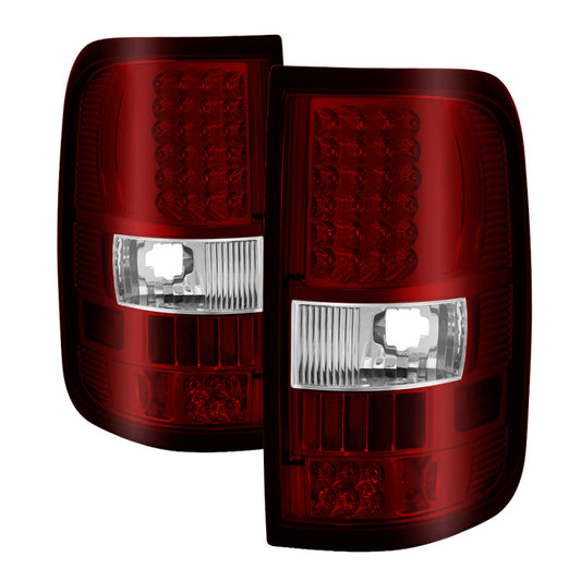 Xtune Ford F150 Styleside 04-08 LED Tail Lights Red Clear ALT-ON-FF15004-LED-RC