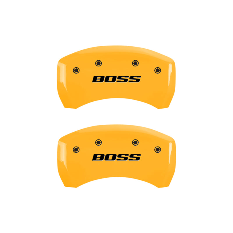 MGP Rear set 2 Caliper Covers Engraved Rear Boss Yellow finish black ch