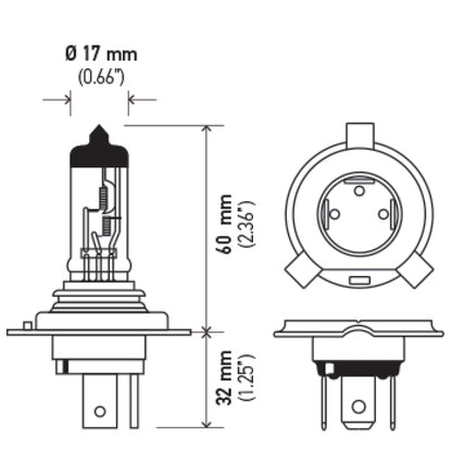 Hella H4 24V 75/70W P43t T4.625 Halogen Bulb (Min Order Qty 10)