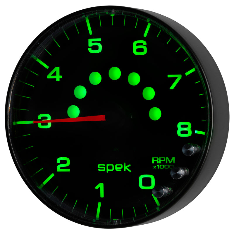 Autometer Spek-Pro Gauge Tachometer 5in 8K Rpm W/Shift Light & Peak Mem Black/Black