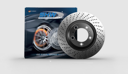 SHW 04-08 Porsche 911 GT3 w/o Ceramics Left Front Cross-Drilled Monobloc Brake Rotor (99735140990)