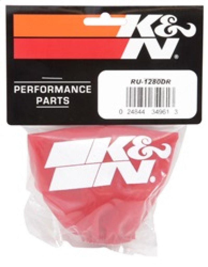 K&N Drycharger Air Filter Wrap - Round Straight - Red Closed Top 3in Inside Dia x 4in Height