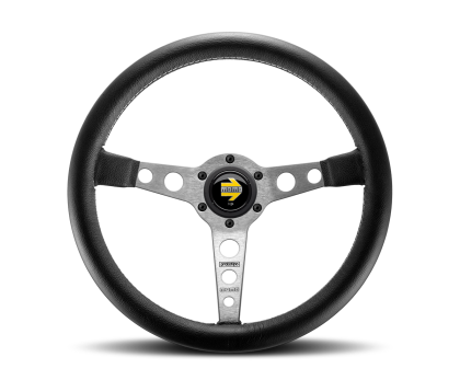 MOMO - Prototipo Steering Wheel 350 mm - Black Leather/Wht Stitch/Brshd Spokes