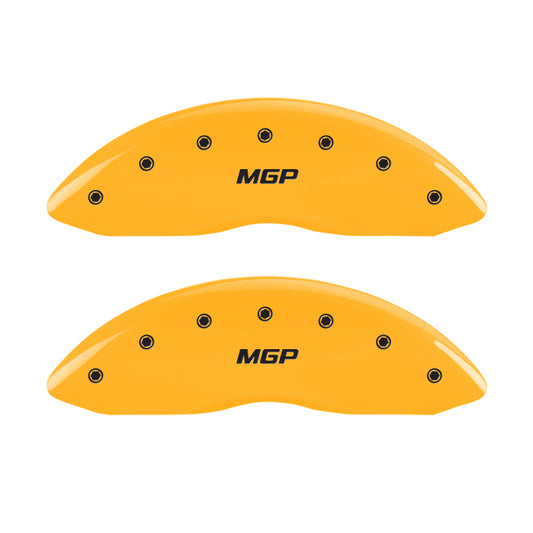 MGP 4 Caliper Covers Engraved Front & Rear MGP Yellow Finish Black Char 2003 Isuzu Ascender