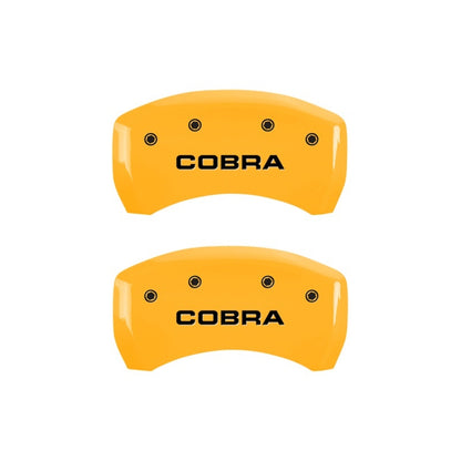 MGP Rear set 2 Caliper Covers Engraved Rear Cobra Yellow finish black ch