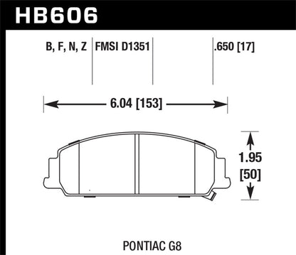 Hawk 08-09 Pontiac G8 3.6 Base/6.0 HPS Street Front Brake Pads