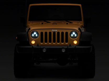 Raxiom 07-18 Jeep Wrangler JK 7-In LED Headlights- Blk Housing (Clear Lens)