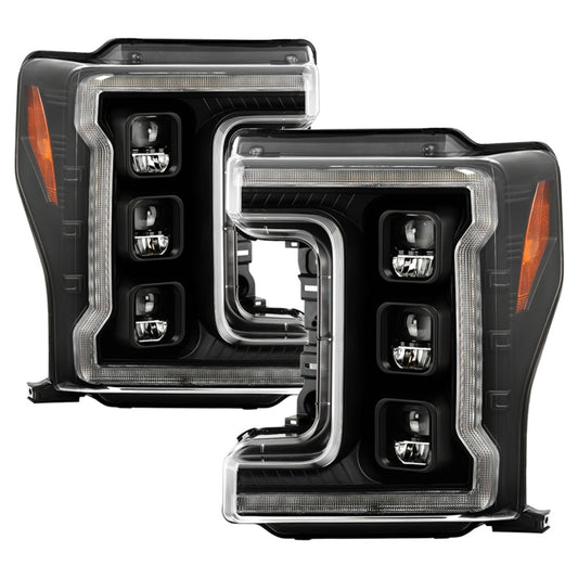 Spyder Ford F-250/F-350/F450 17-18 Full LED Headlights Chrome PRO-YD-FS17HALAP-SEQ-BK