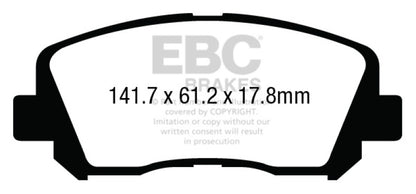 EBC 15+ Chrysler 200 2.4 Yellowstuff Front Brake Pads