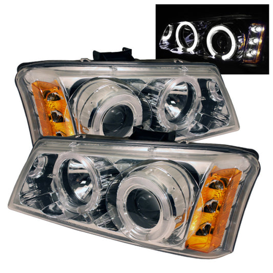 Spyder Chevy Silverado 1500 03-06 Projector Headlights LED Halo LED Ambr Reflctr Ch PRO-YD-CS03-AM-C