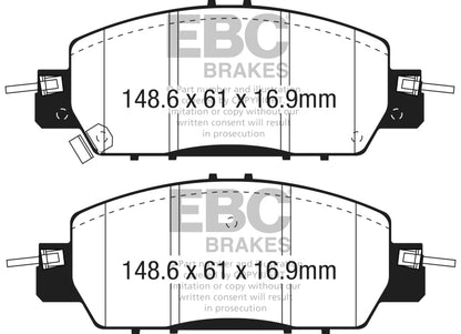 EBC 2016+ Honda Accord LX Sedan 2.4L Ultimax2 Front Brake Pads