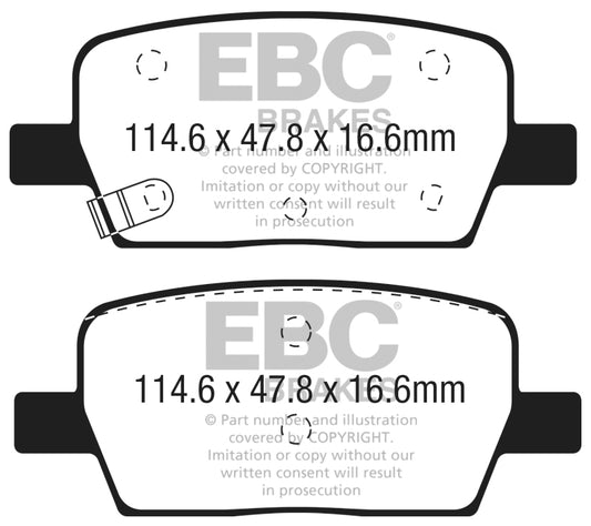 EBC 2016+ Cadillac CT6 2.0L Turbo Ultimax2 Rear Brake Pads