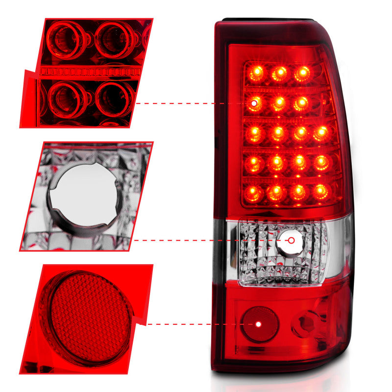 ANZO 2003-2006 Chevrolet Silverado 1500 LED Taillights Red/Clear