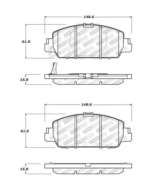 StopTech 14-18 Ford Fusion SE Luxury Street Performance Front Brake Pads