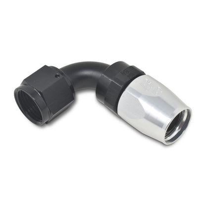 Russell Performance -4 AN Black/Silver 90 Degree Full Flow Hose End