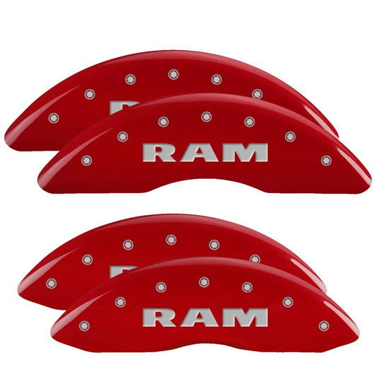 MGP 4 Caliper Covers Engraved Front & Rear RAM Red finish silver ch