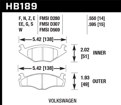 Hawk Blue 9012 Brake Pads Volkswagen