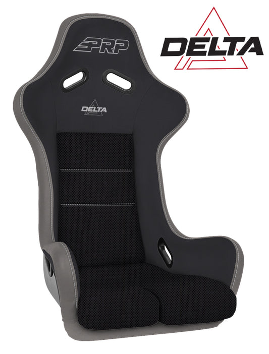 PRP Delta Composite Seat- Black/Grey (PRP Silver Outline/Delta Silver- Silver Stitching)
