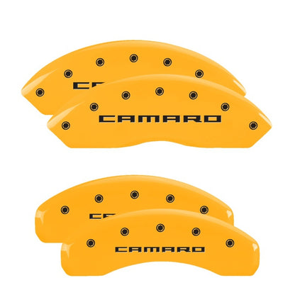 MGP 4 Caliper Covers Engraved Front & Rear Gen 5/Camaro Yellow finish black ch