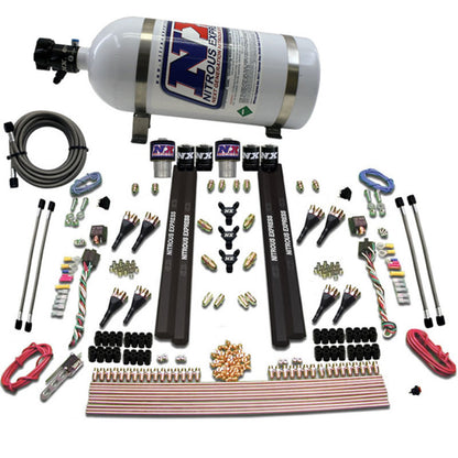 Nitrous Express SX2 Dual Stage/Gas/Rails 8 Nozzles Nitrous Kit (200-1200HP) w/10lb Bottle