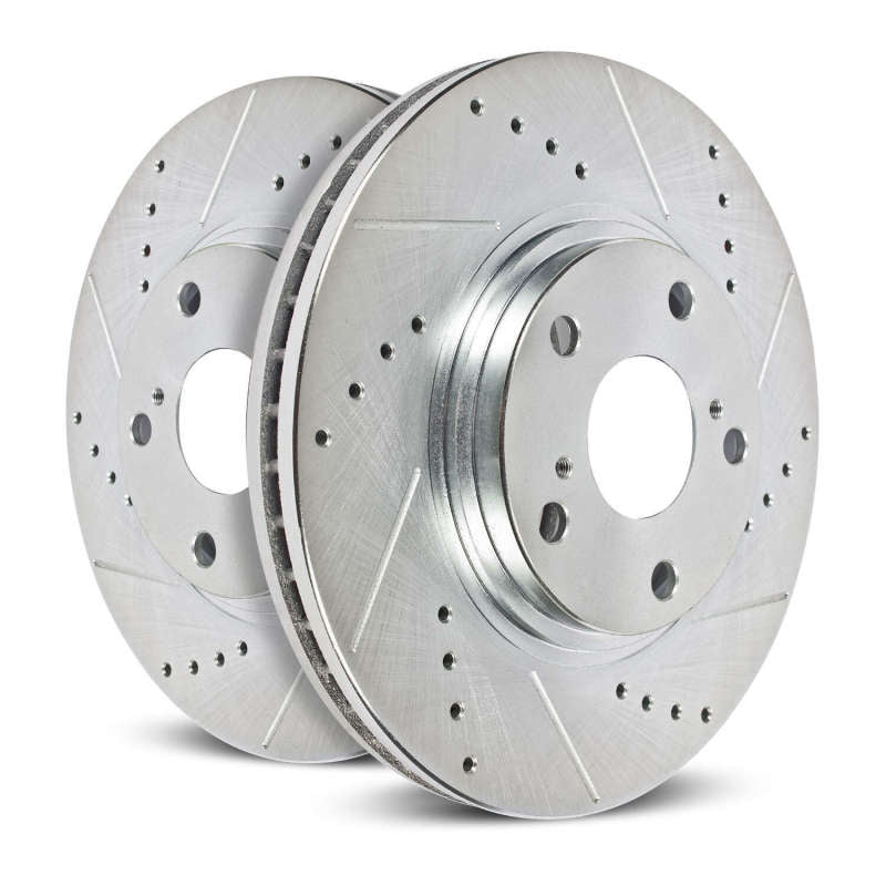 Power Stop 14-19 Chevrolet Corvette Rear Evolution Drilled & Slotted Rotors - Pair